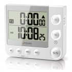 Dual Kitchen Timer with Clock & LED Alert - White