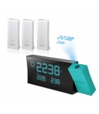 Pack PRYSMA B - Reloj Proyector con Previsión Meteo(Azul) PLUS 2 sensores