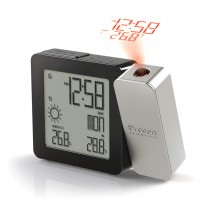 PROJI Projection Clock with In/Outdoor Temperature and Weather - Silver